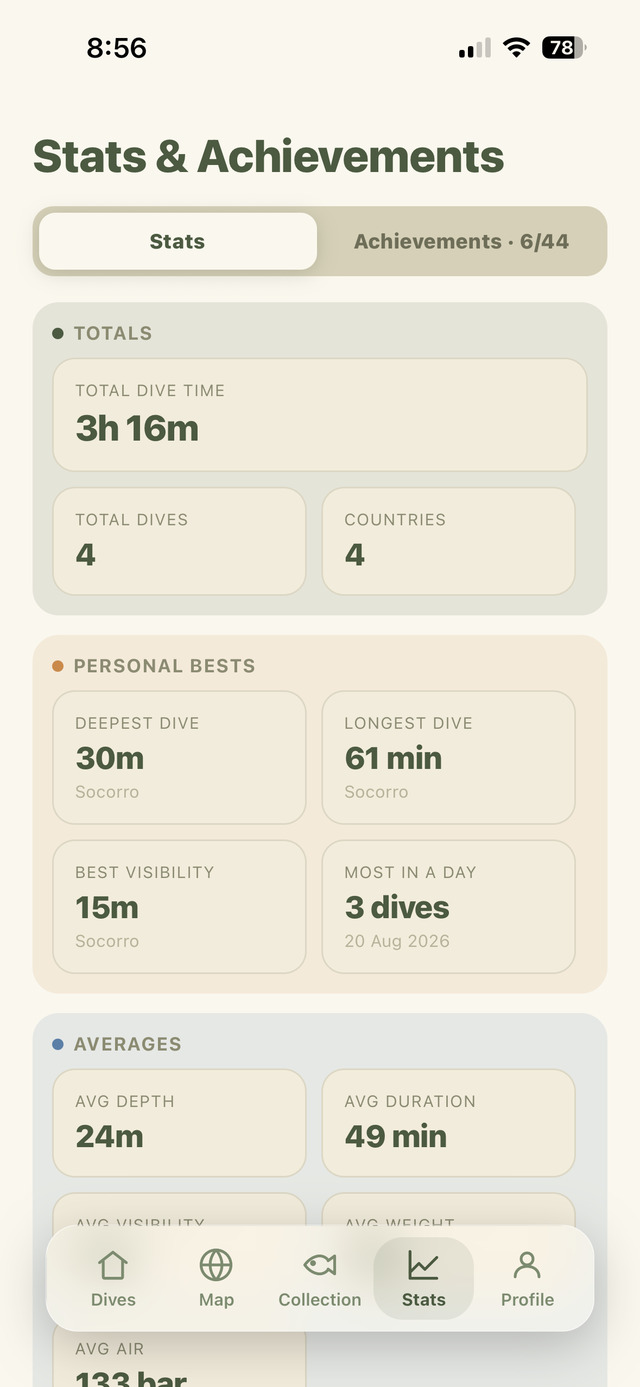 Stats screen in Descend